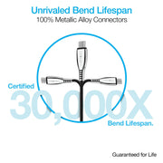 Naztech - TITANIUM USB to USB-C Braided Cable | 6ft | Black - Limolin 