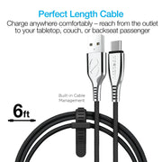 Naztech - TITANIUM USB to USB-C Braided Cable | 6ft | Black - Limolin 