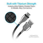 Naztech - TITANIUM USB to USB-C Braided Cable | 6ft | Black - Limolin 