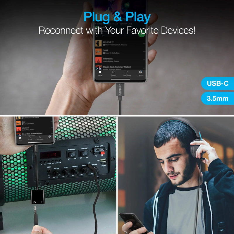 Naztech - USB-C Charging Adapter 35mm & USB-C In, to USB-C Out - Limolin 