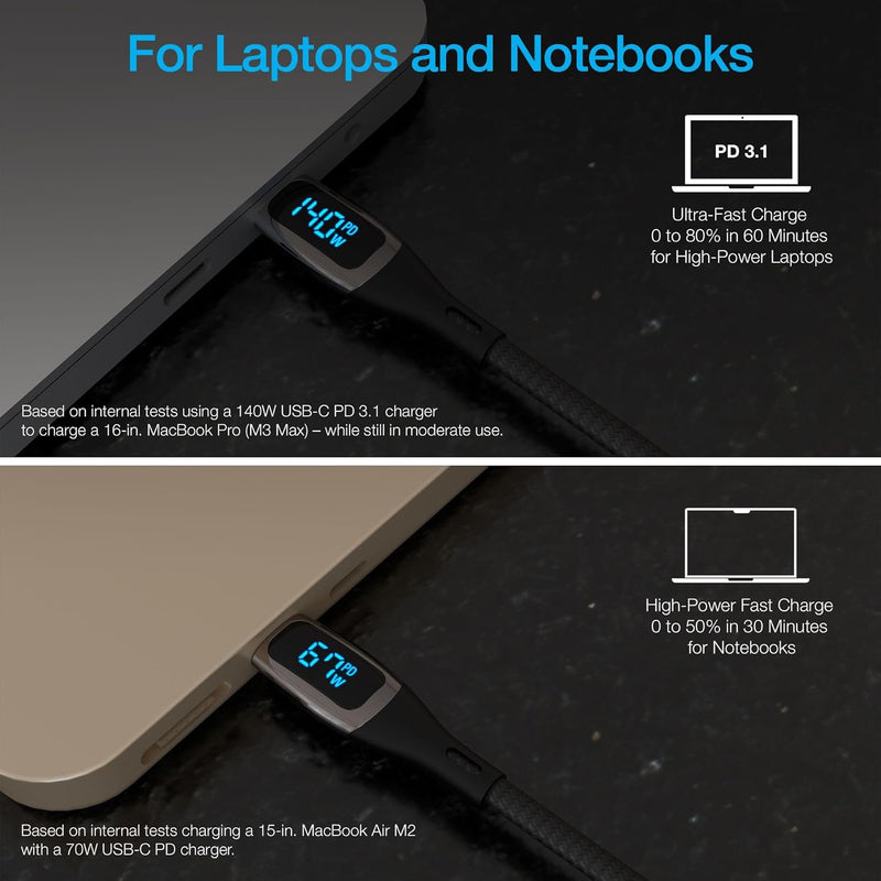 Naztech - USB-C to USB-C 240W PD Digital Charger Cable 12ft - Limolin 