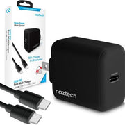Naztech – 20W USB-C PD Wall Charger with USB-C Cable – Black | 4 ft / 1.22 m – product detail view