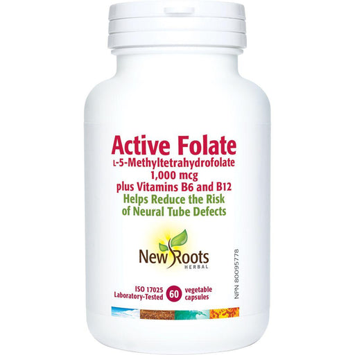 New Roots Herbal - Active Folate Capsules- 5 - Methyltetrahydrofolate, 60 Capsules - Limolin 