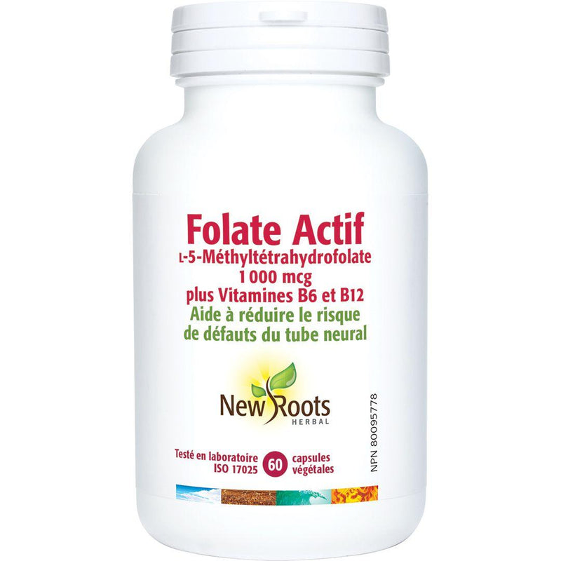 New Roots Herbal - Active Folate Capsules- 5 - Methyltetrahydrofolate, 60 Capsules - Limolin 