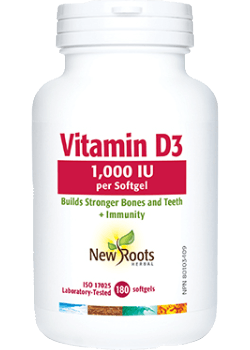 New Roots Herbal - Vitamin D3 1,000?Iu - 180 Softgels - Limolin 