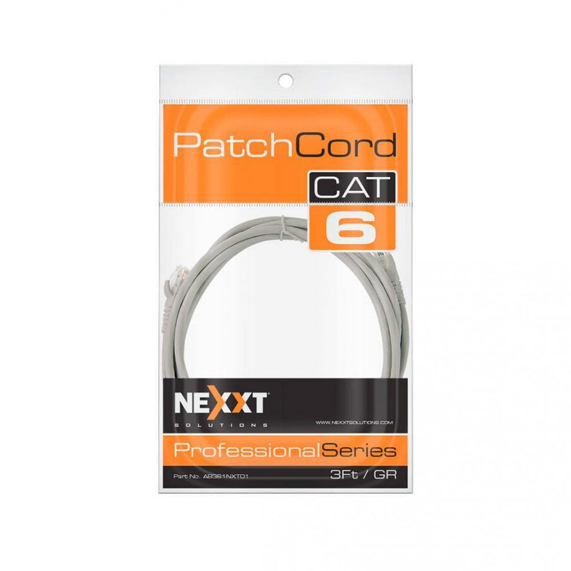 Nexxt - Networking Cat6 3ft UTP Gigabit Ethernet Cable 4 Pairs 23AWG CMR UL ETL Verified - Gray - Limolin 