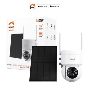 Nexxt - Smart Home Outdoor Camera Solar 2K PTZ (Pan Tilt Zoom) Motorized with Solar Panel IP65 2 Way Communication Night Vision Motion Sensor - White - Limolin 
