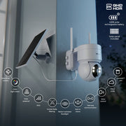 Nexxt - Smart Home Outdoor Camera Solar 2K PTZ (Pan Tilt Zoom) Motorized with Solar Panel IP65 2 Way Communication Night Vision Motion Sensor - White - Limolin 