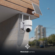 Nexxt - Smart Home Outdoor Camera Solar 2K PTZ (Pan Tilt Zoom) Motorized with Solar Panel IP65 2 Way Communication Night Vision Motion Sensor - White - Limolin 