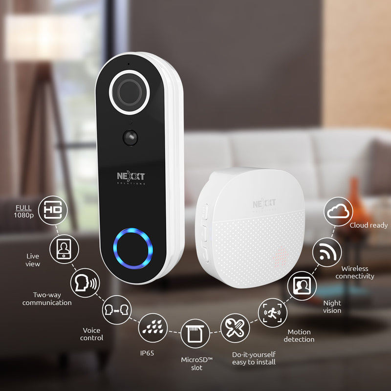 Nexxt - Smart Home - Wi-Fi Video Doorbell - White (NHC - D100) - Limolin 