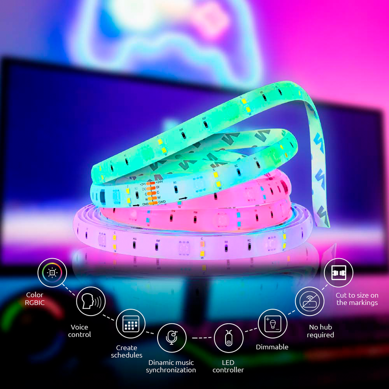 Nexxt - Smart Home - Wifi LED RGBIC Strip Lights-NHB-S613 - Limolin 