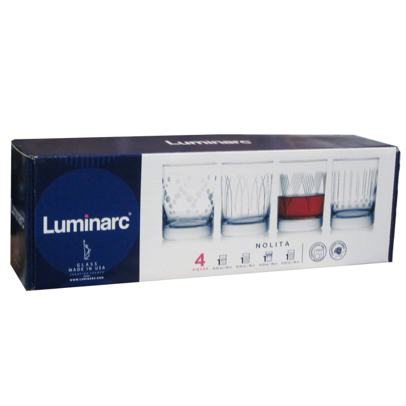 Luminarc - Nolita - 4-Piece Old Fashioned Glass Set | 13.25 fl oz / 392 mL