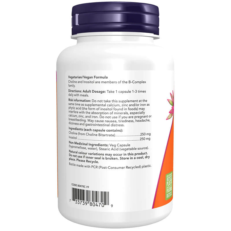 Now - Vitamin B - Choline/inositol 500mg 100cap - Limolin 