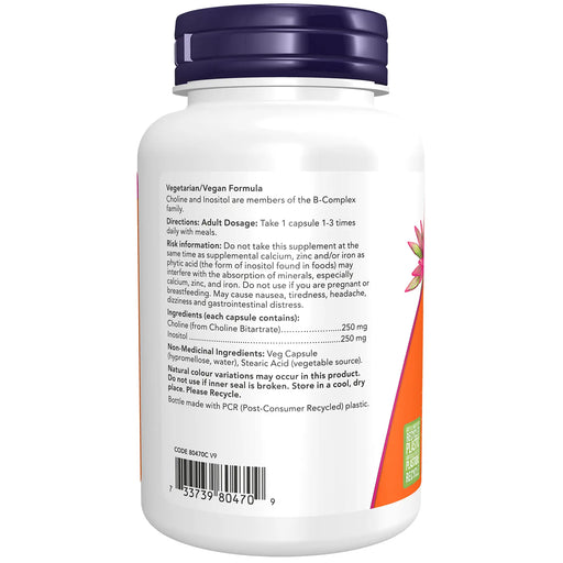 Now - Vitamin B - Choline/inositol 500mg 100cap - Limolin 