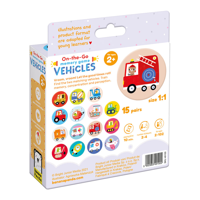 BANANA PANDA - ON-THE-GO MEMORY GAME - VEHICLES - 30 discsÂ- (2+) - Limolin 