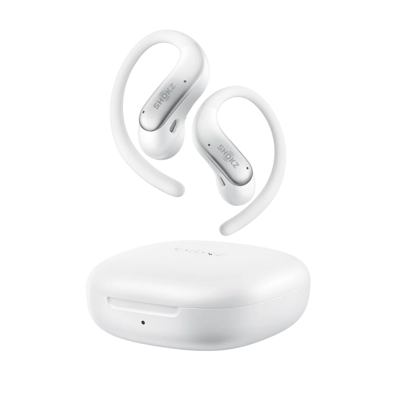 Shokz - Shokz OpenFit Air 2 White Bluetooth Headset Smart Mic Around Ear Air Conduction - OpenBass - Water Resistant IP54