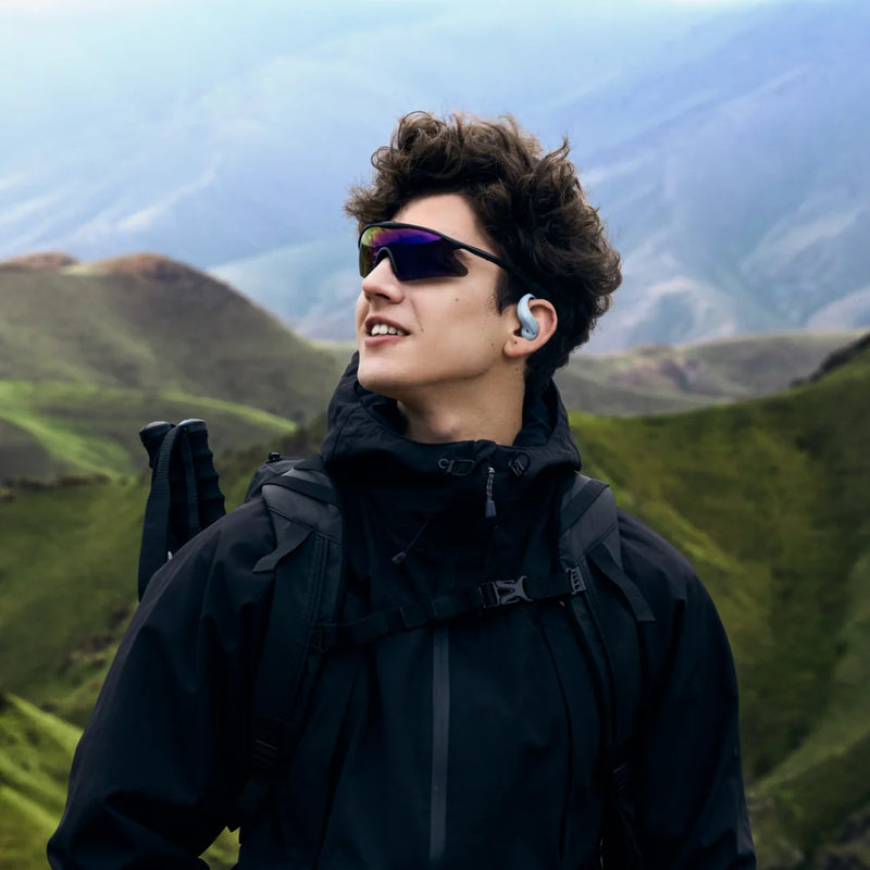 Shokz - Shokz OpenFit Air 2 Blue Bluetooth Headset Smart Mic Around Ear Air Conduction - OpenBass - Water Resistant IP54
