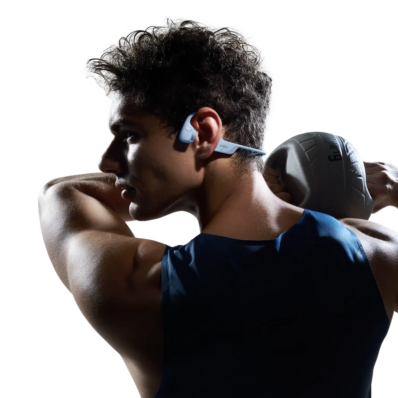 Shokz - OpenRun Pro 2 - Blue - Bluetooth Headset Noise Cancelling Mic Premium Bone Conduction - Dual Drivers Enhanced Bass - 3D Audio Water Resistant IP55 - 12Hr Battery Life