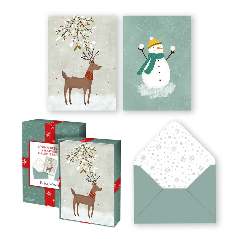 PBI ACN - CARTE NOEL ENS. DE 10 BONHOMME DE NEIGE/ RENNE 2024 - Limolin 