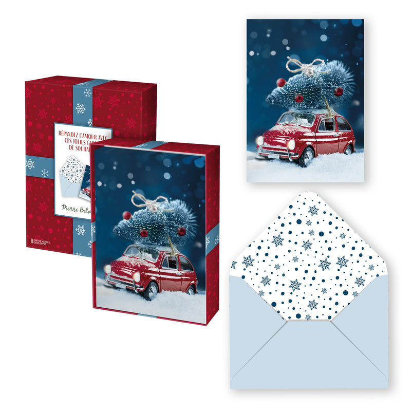 PBI ACN - CARTE NOEL ENS. DE 8 VOITURE ROUGE 2024 - Limolin 