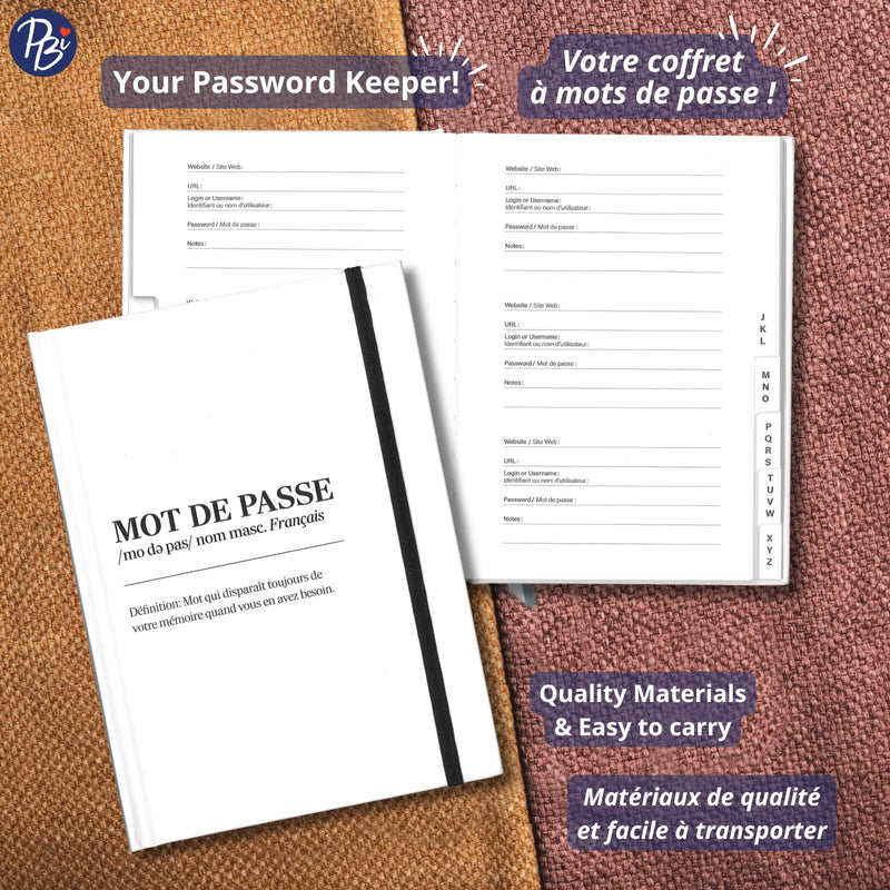 Pierre Belvedere - PASSWORD NOTEBOOK - DÉFINITION - Limolin 