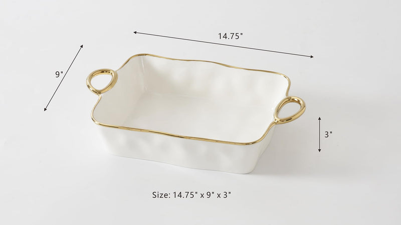 Pampa Bay - Golden Handles Rectangular Baking Dish - Limolin 