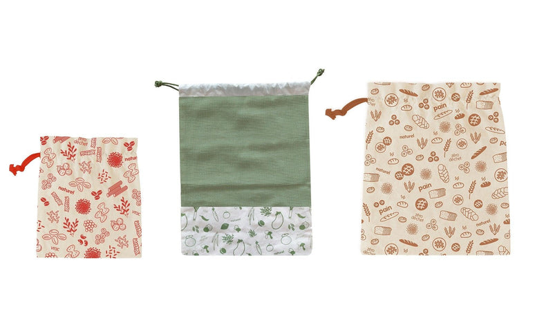 Pebbly - ORGANIC Food Bag Set 3/ST Assorted Assorted Sizes Cotton - Limolin 