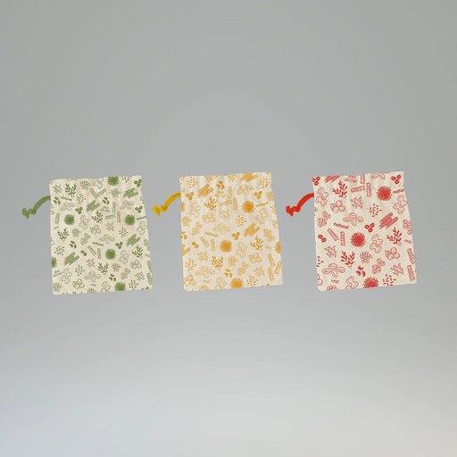 Pebbly - Organic Food Bag Set 3/St Assorted 20X25cm Cotton - Limolin 