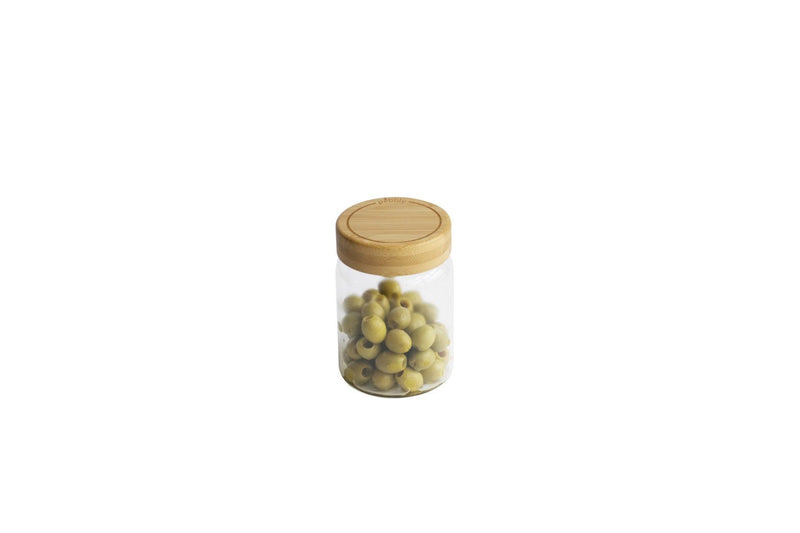 Pebbly - Round glass jars with bamboo lid - Limolin 