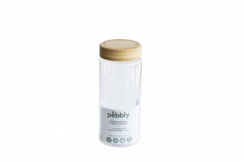 Pebbly - Round glass jars with bamboo lid - Limolin 
