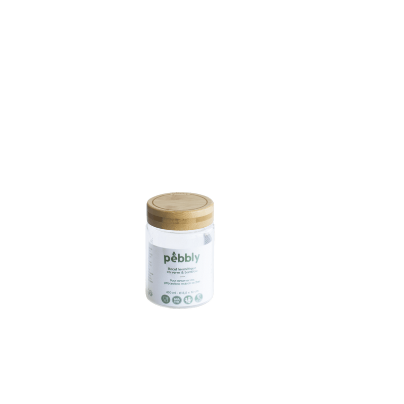 Pebbly - Round glass jars with bamboo lid - Limolin 