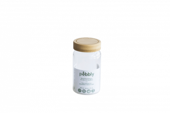 Pebbly - Round glass jars with bamboo lid - Limolin 