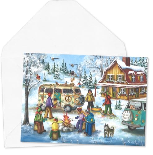 Pierre Belvedere - X-Mas Card Ens. / 8 - Christine Genest / Around The Fire (Blank) - Limolin 