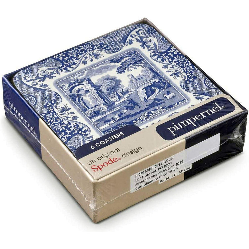 Pimpernel - Blue Italian Coasters (Set of 6) | 4 x 4 Inches - Limolin 