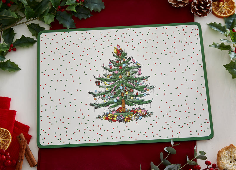 Pimpernel - Christmas Tree Polka Dot S/4 Mats 15.7" x 11.7" - Limolin 