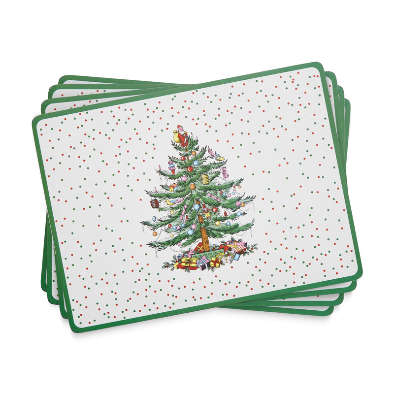 Pimpernel - Christmas Tree Polka Dot S/4 Mats 15.7" x 11.7" - Limolin 
