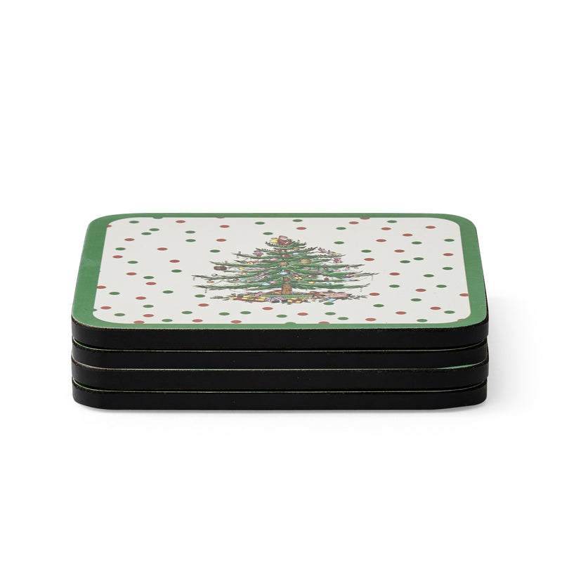 Pimpernel - Christmas Tree Polka Dot S/6 Coaster 4" X4" - Limolin 