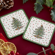 Pimpernel - Christmas Tree Polka Dot S/6 Coaster 4" X4" - Limolin 
