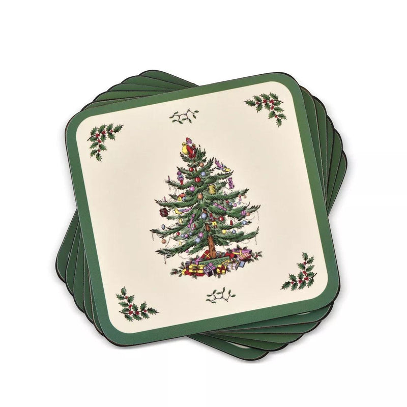 Pimpernel - Christmas Tree Set of 6 Coasters | 4 x 4 Inches - Limolin 
