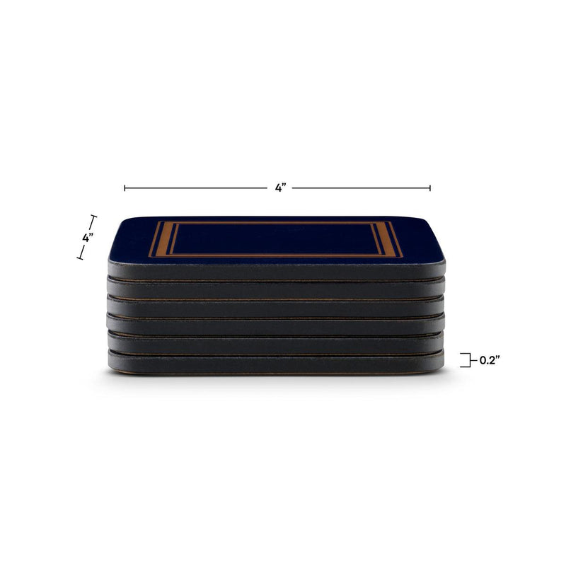 Pimpernel - Classic Midnight Blue Coasters Set of 6 | 4 x 4 in - Limolin 