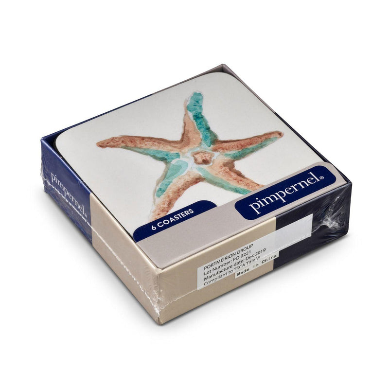 Pimpernel - Coastal Shore Set of 6 Coasters | 4 x 4 Inches - Limolin 