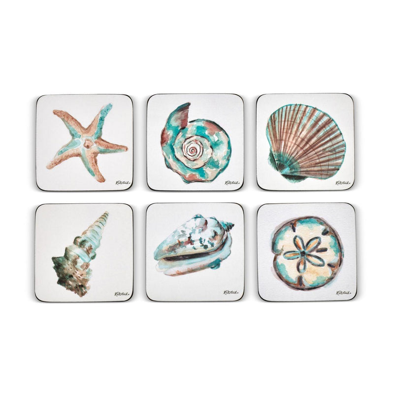 Pimpernel - Coastal Shore Set of 6 Coasters | 4 x 4 Inches - Limolin 