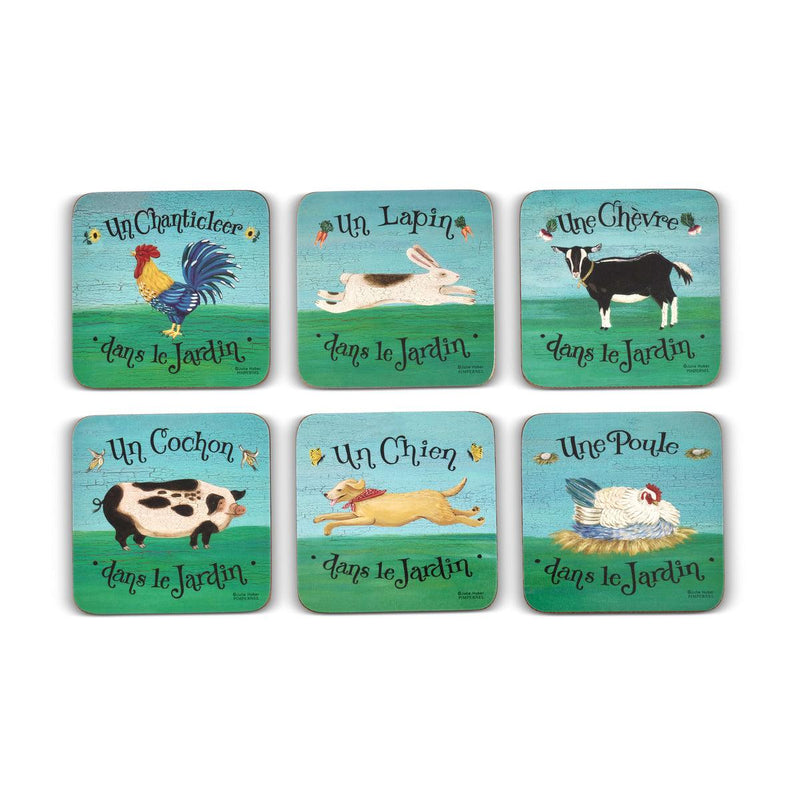 Pimpernel - Dans Le Jardin Set of 6 Coasters | 4 x 4 Inches - Limolin 