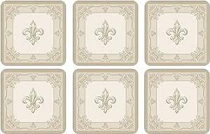 Pimpernel - Fleur de Lys Set of 6 Coasters | 4 x 4 Inches - Limolin 
