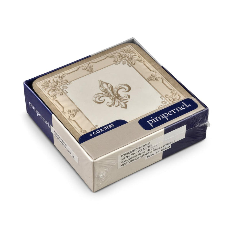 Pimpernel - Fleur de Lys Set of 6 Coasters | 4 x 4 Inches - Limolin 