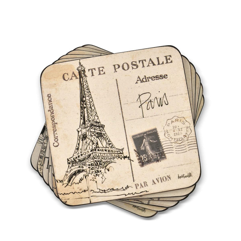 Pimpernel - Postcard Sketches Set of 6 Coasters | 4 x 4 Inche - Limolin 