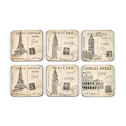 Pimpernel - Postcard Sketches Set of 6 Coasters | 4 x 4 Inche - Limolin 