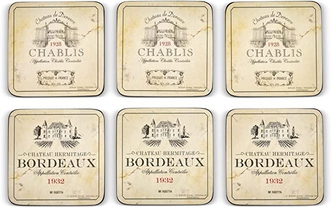 Pimpernel - Vin de France Set of 6 Coasters | 4 x 4 Inches - Limolin 