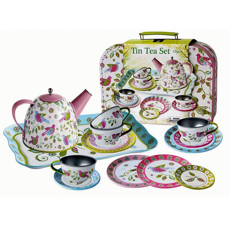 Playwell - Bird - Tin Teaset with Carry Case(15Pcs) - Limolin 