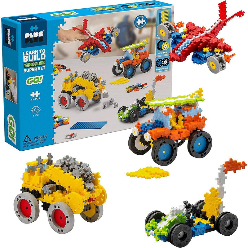Plus-Plus - Go! - Learn To Build - Vehicles Super Set - 800Pc - Limolin 